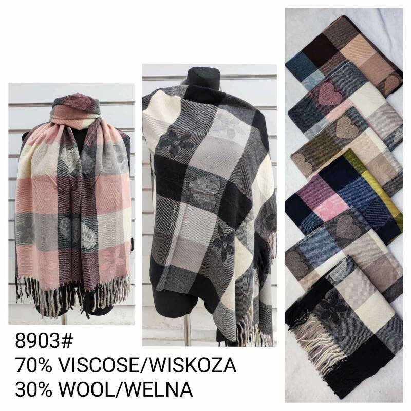 Szaliki damskie Roz Standard Mix kolor Paczka 12 szt